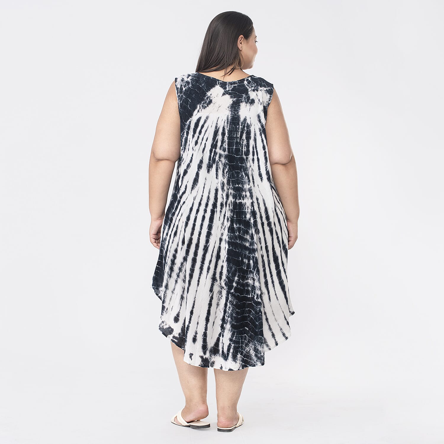 Tamsy 100% Viscose Tie Dye Dress (One Size,8-18) - Black