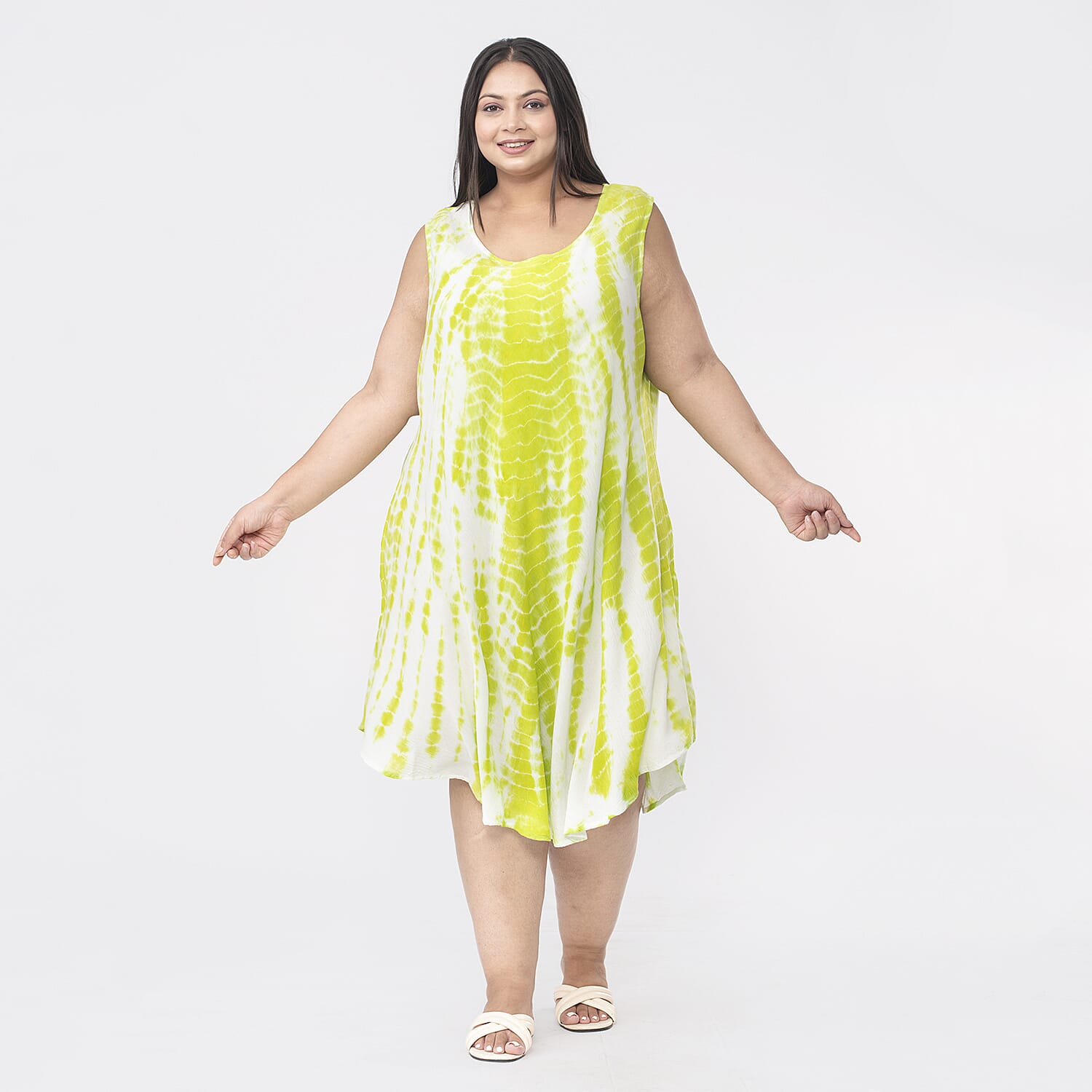 Tamsy 100% Viscose Tie Dye Dress (One Size,8-18) - Black