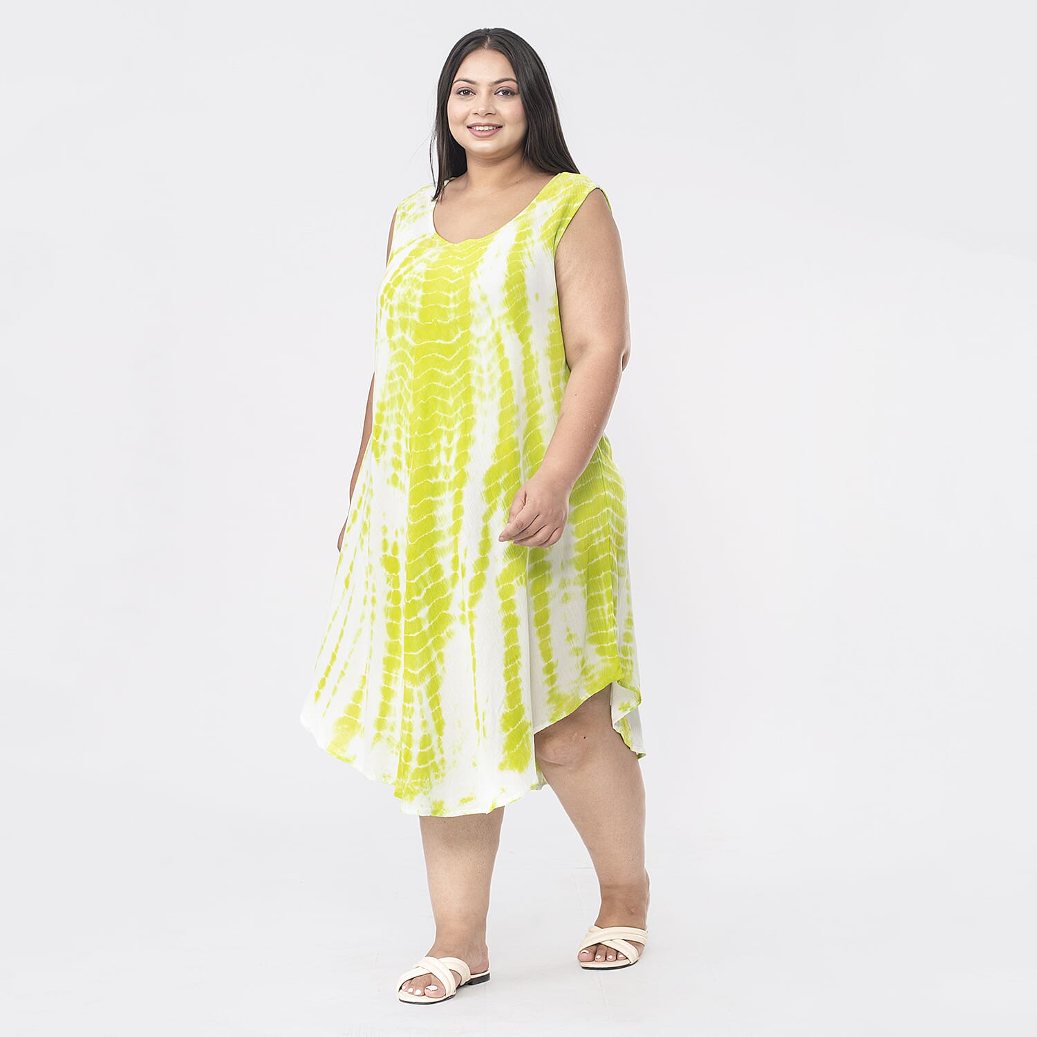 Tamsy 100% Viscose Tie Dye Dress (One Size,8-18) - Black