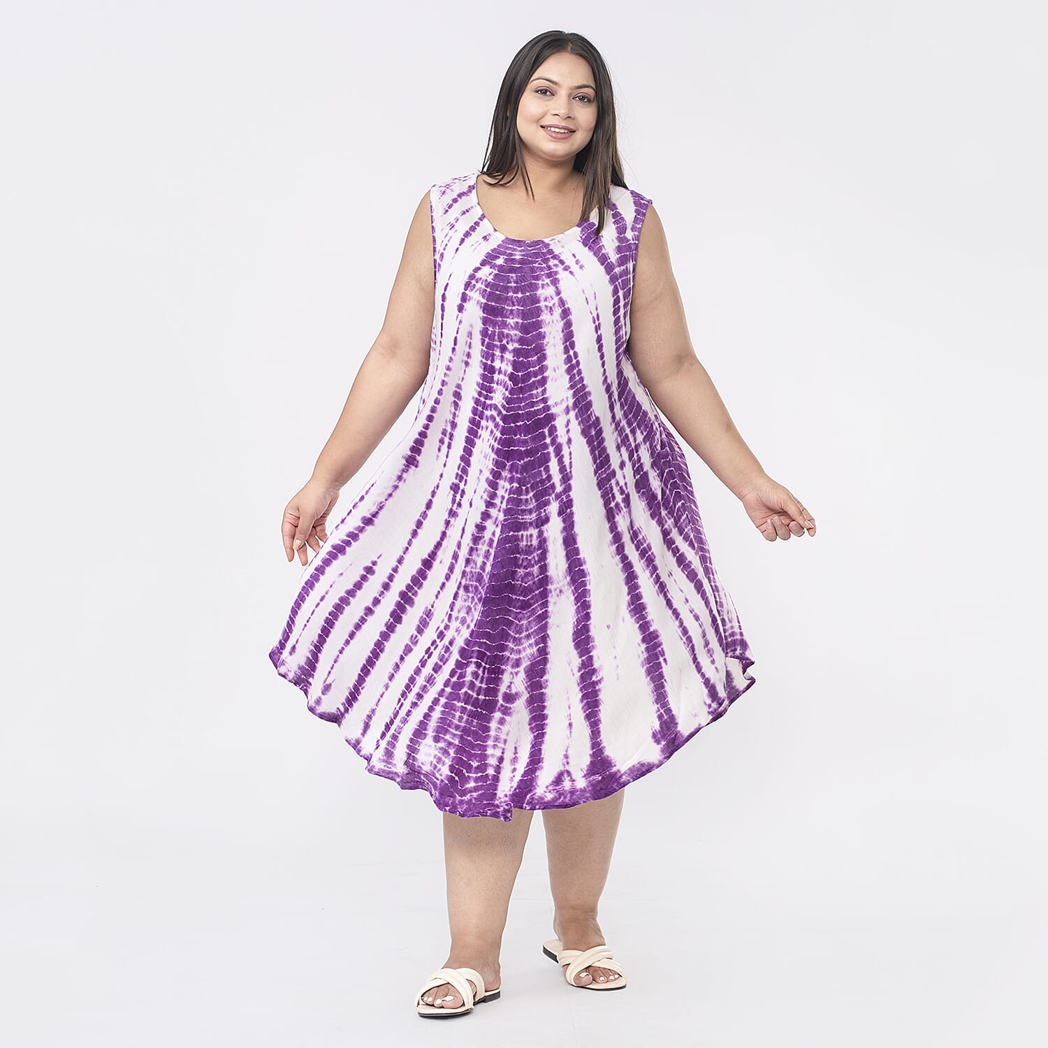 Tamsy 100% Viscose Tie Dye Dress (One Size,8-18) - Black