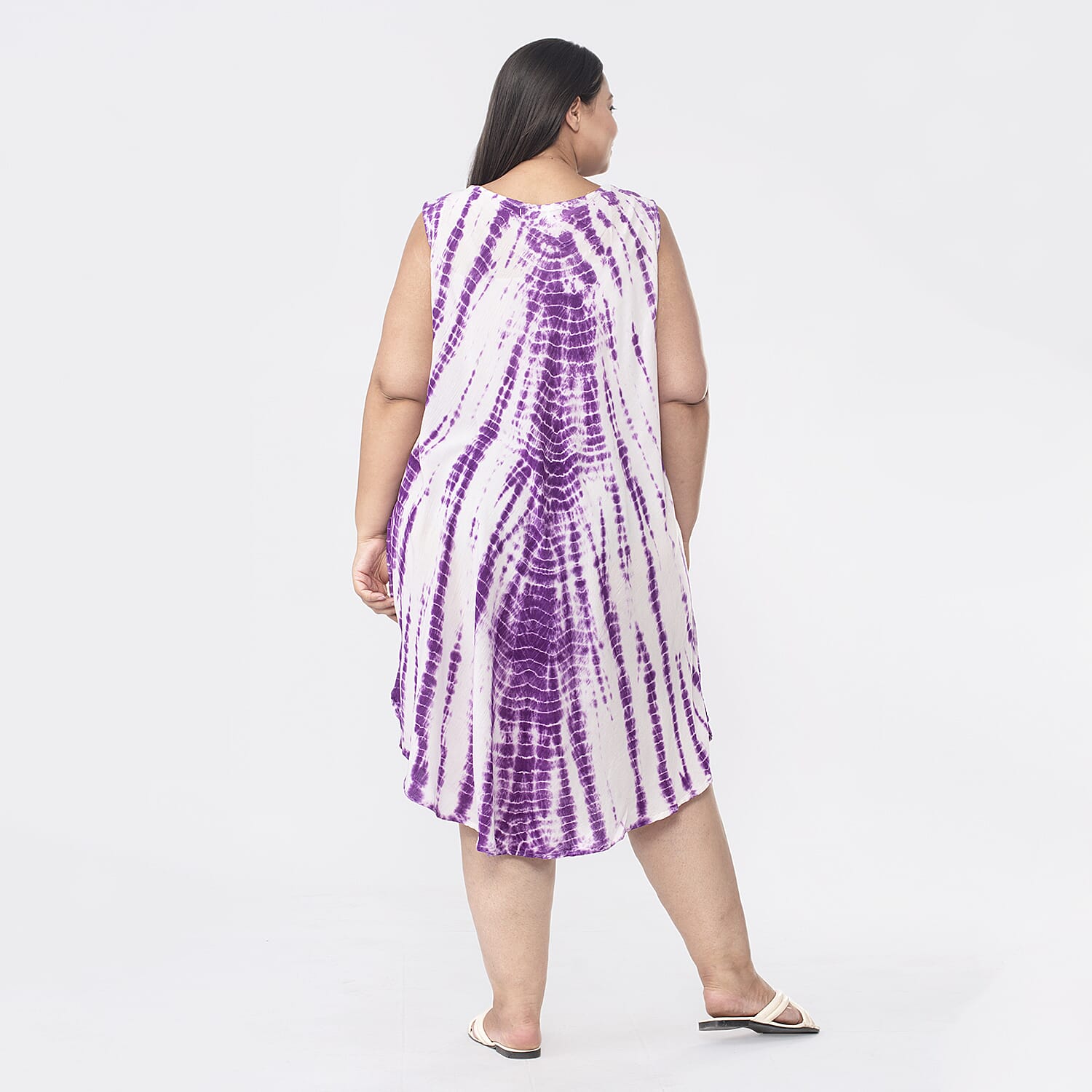 Tamsy 100% Viscose Tie Dye Dress (One Size,8-18) - Black