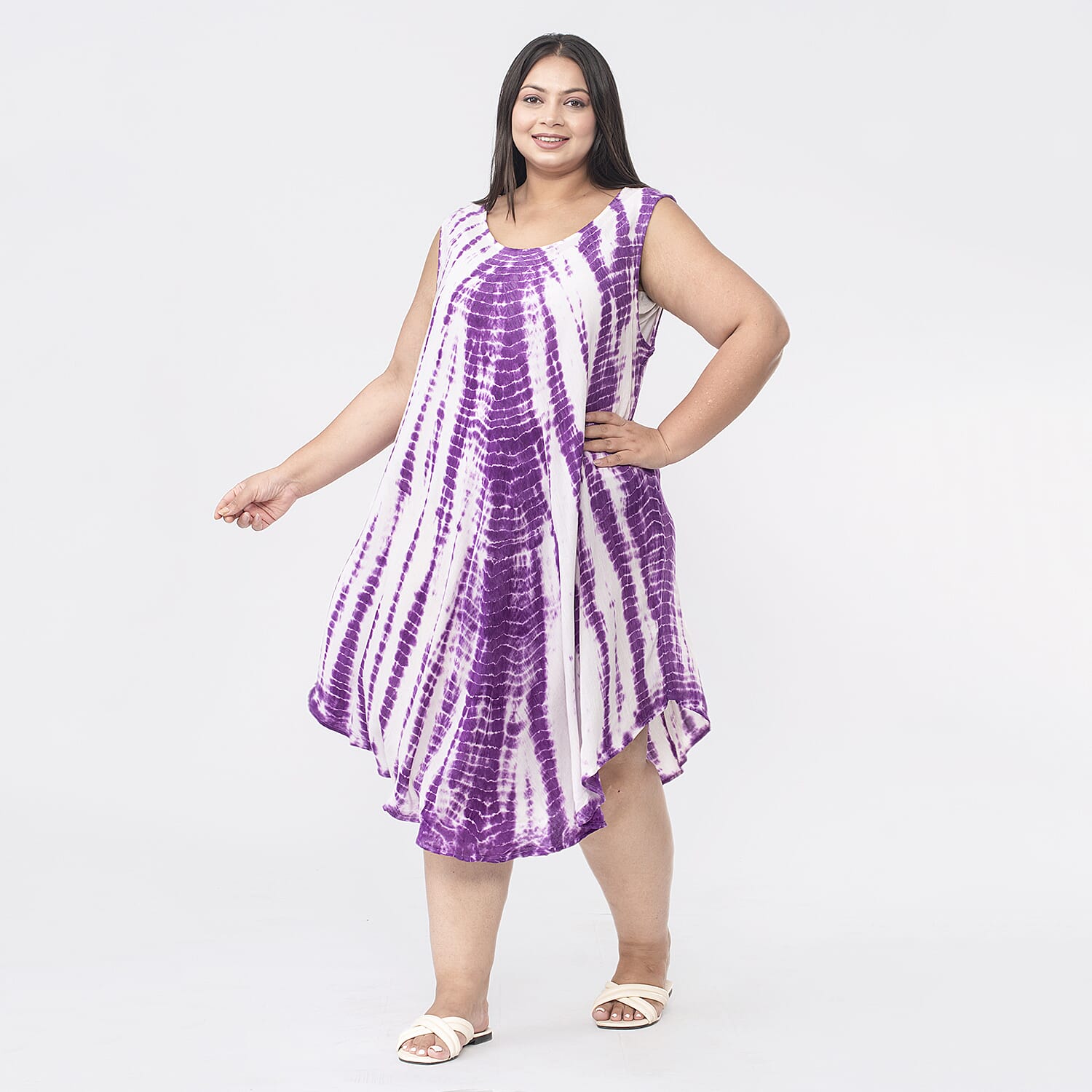 Tamsy 100% Viscose Tie Dye Dress (One Size,8-18) - Black