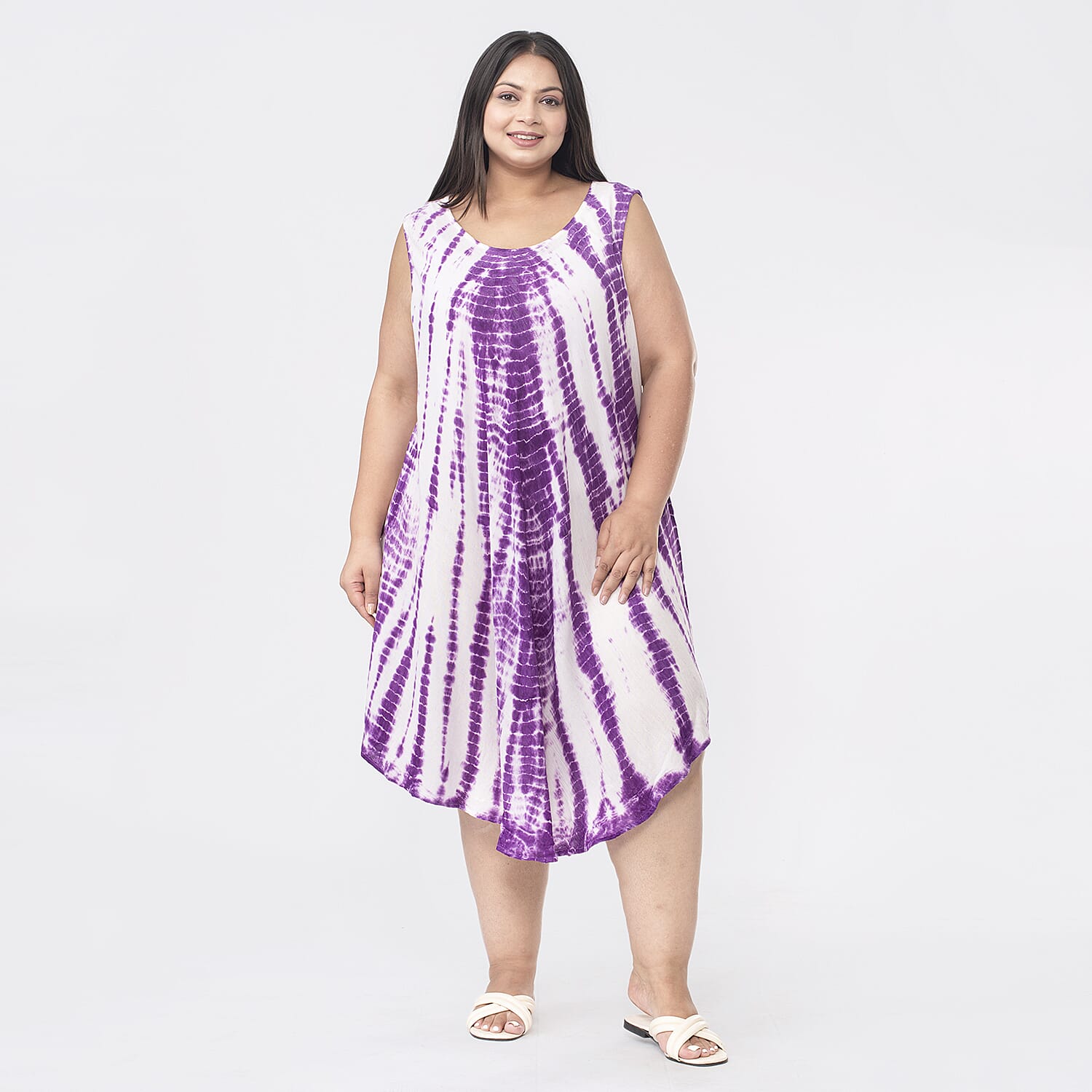 Tamsy 100% Viscose Tie Dye Dress (One Size,8-18) - Black