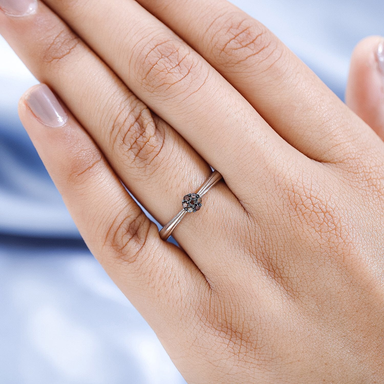 Red Diamond Ring in Platinum Overlay Sterling Silver