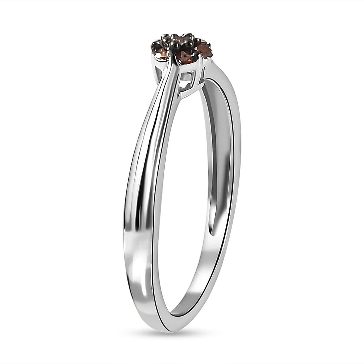 Red Diamond Ring in Platinum Overlay Sterling Silver