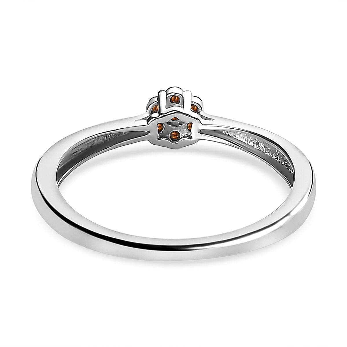 Red Diamond Ring in Platinum Overlay Sterling Silver