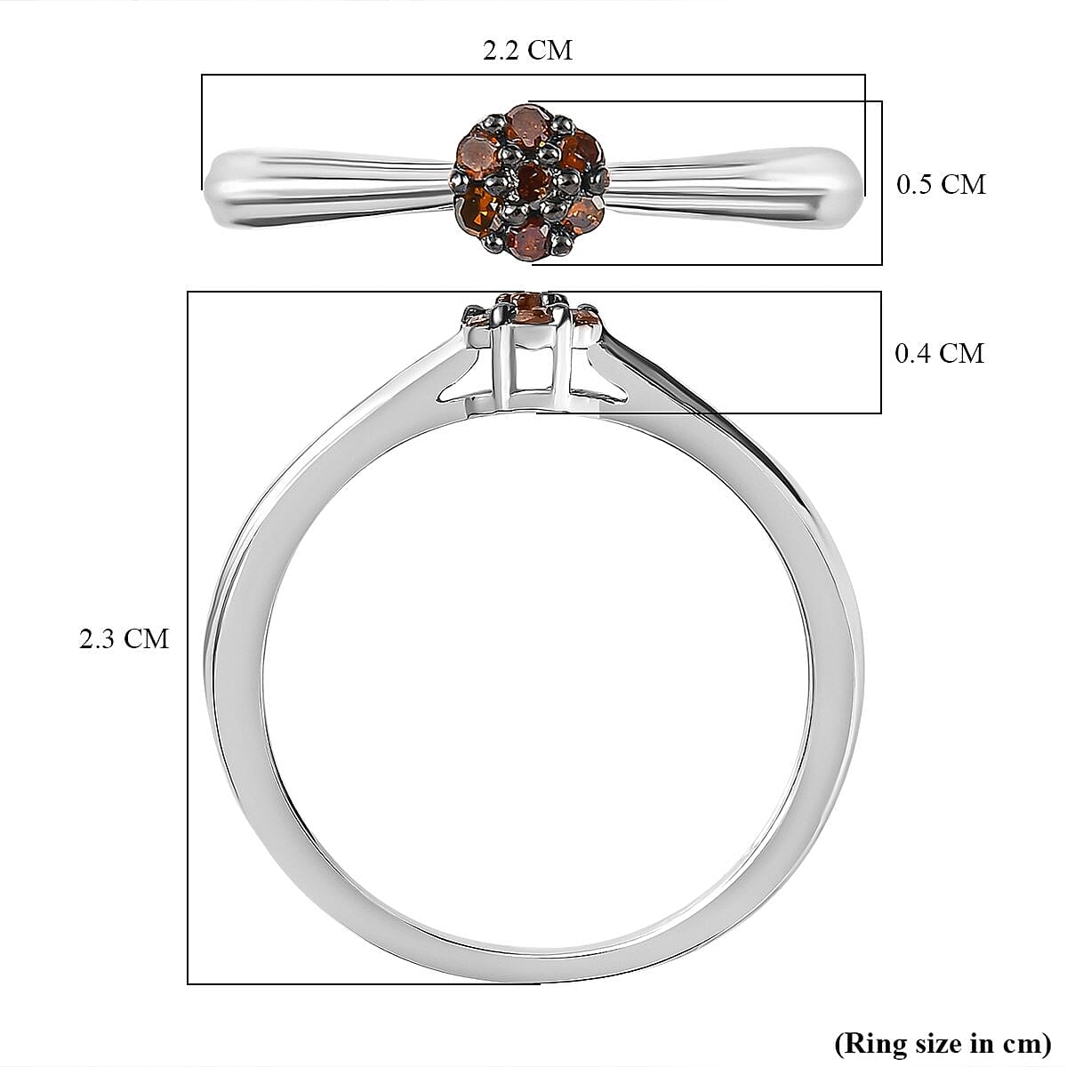 Red Diamond Ring in Platinum Overlay Sterling Silver