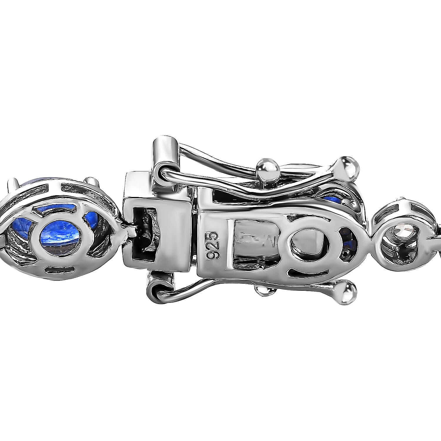 Masoala Sapphire (FF) and Natural Zircon Tennis Bracelet (Size - 7.5) in Platinum Overlay Sterling Silver 10.80 Ct, Silver Wt. 10.13 Gms