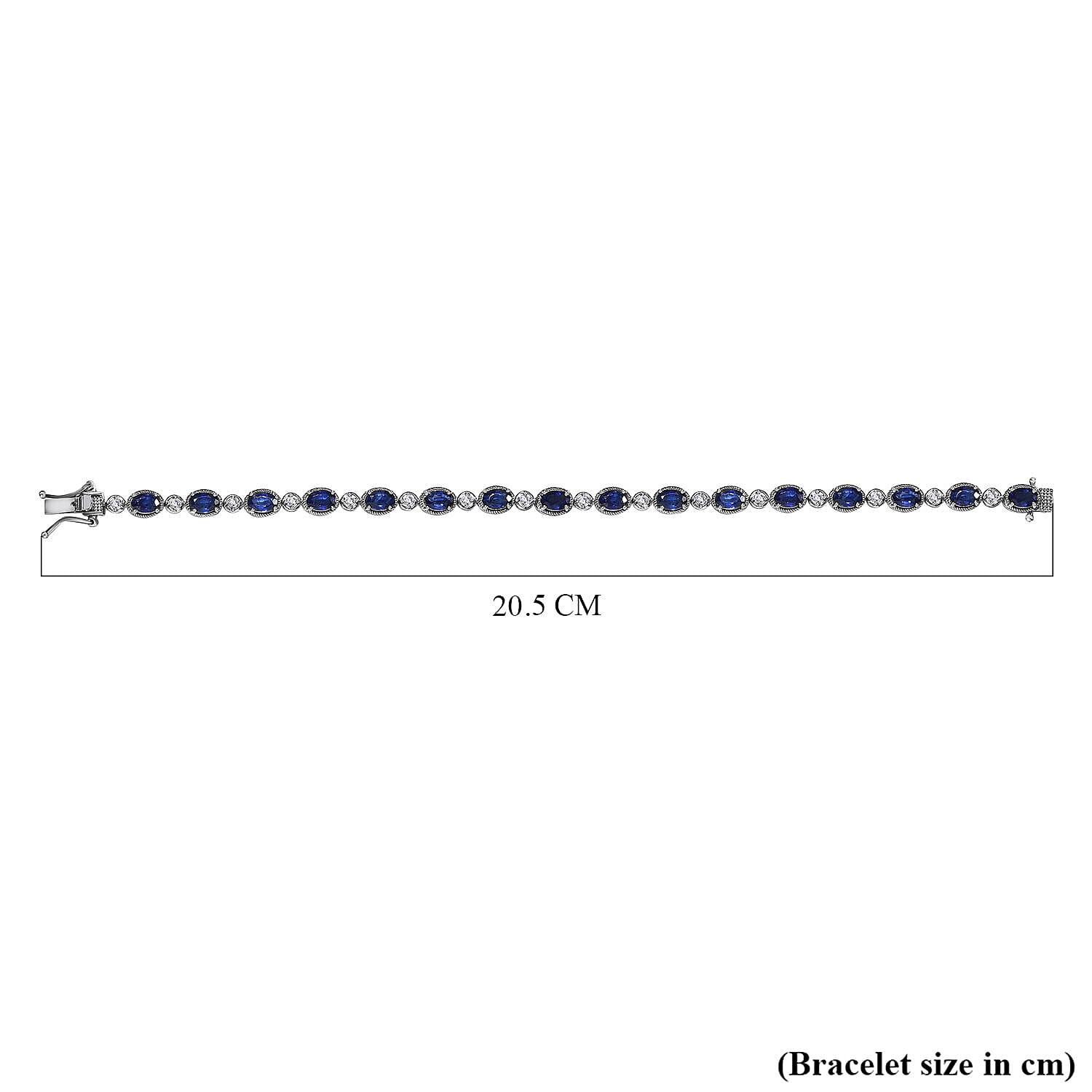 Masoala Sapphire (FF) and Natural Zircon Tennis Bracelet (Size - 7.5) in Platinum Overlay Sterling Silver 10.80 Ct, Silver Wt. 10.13 Gms