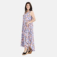 TAMSY Leaf Print Umbrella Dress Mavue And Multi 7364074 TJC