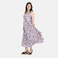 TAMSY Leaf Print Umbrella Dress Mavue And Multi 7364074 TJC