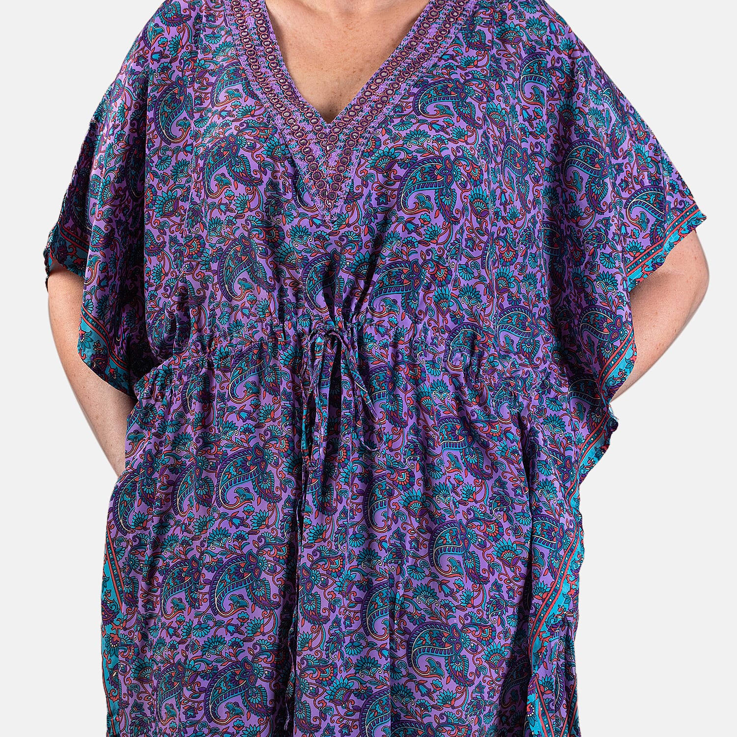 Tamsy Floral with Paisley Print Embroidered Dress