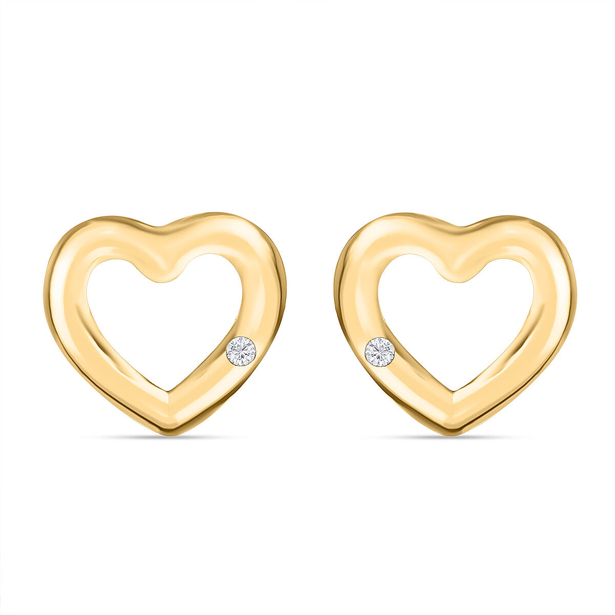9K Yellow Gold Diamond Heart Push Post Earrings