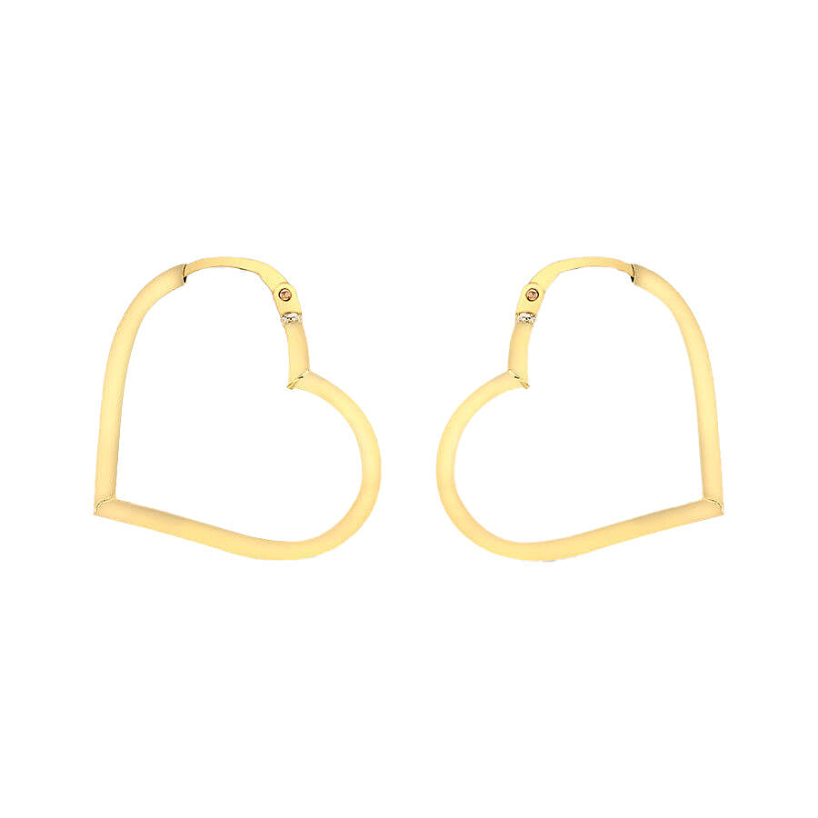 9K Yellow Gold Heart Creole Earrings (With Clasp)