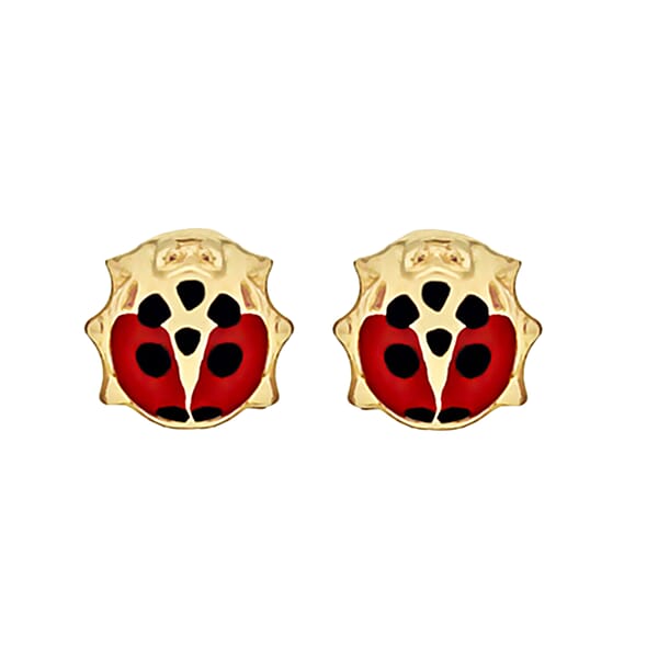One Time Designer Closeout 9K Yellow Gold Lady Bird Stud Earrings