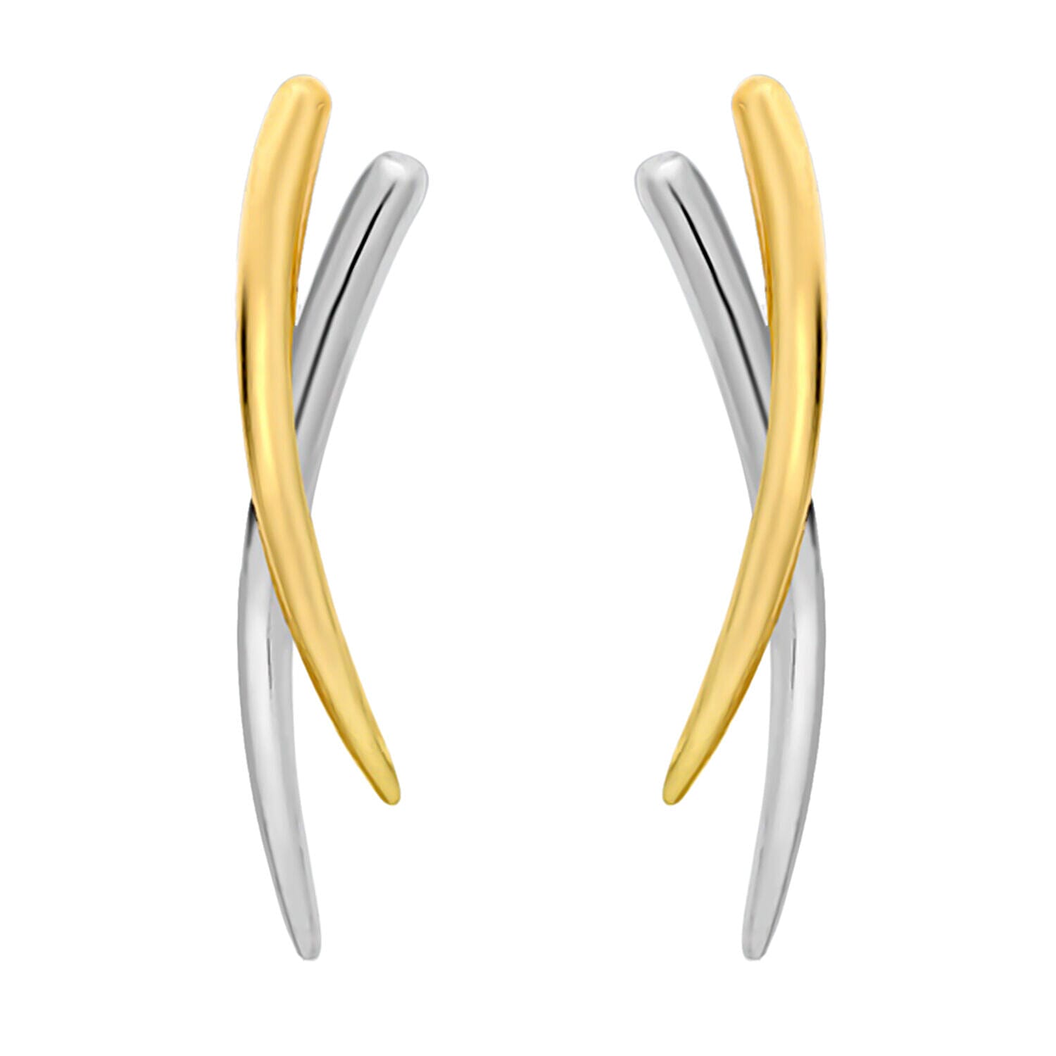 One Time Designer Closeout  - 9K Yellow Gold and White Gold Plating Cross Spear Earrings