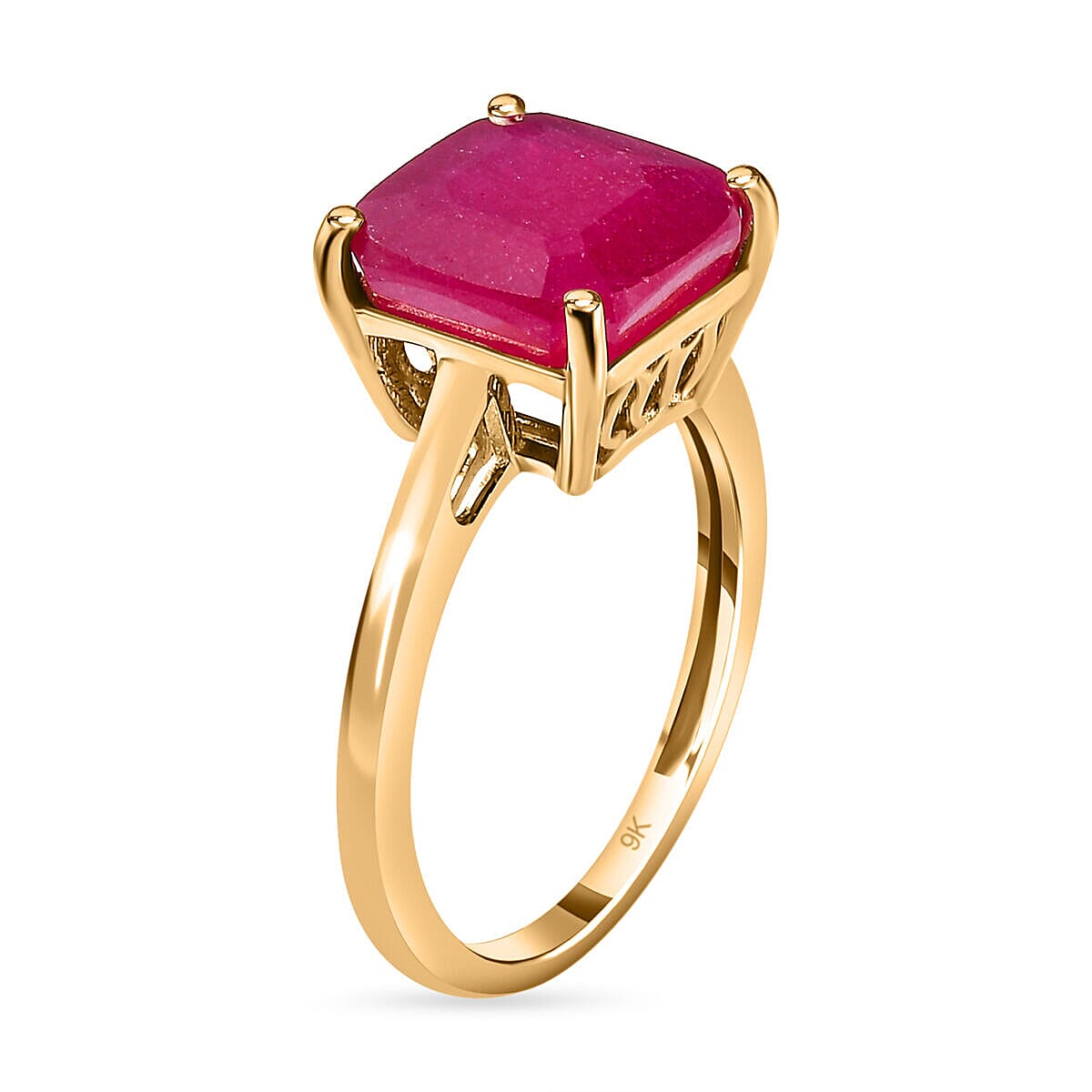 9K Yellow Gold Niassa Ruby Solitaire Ring 7.00 Ct
