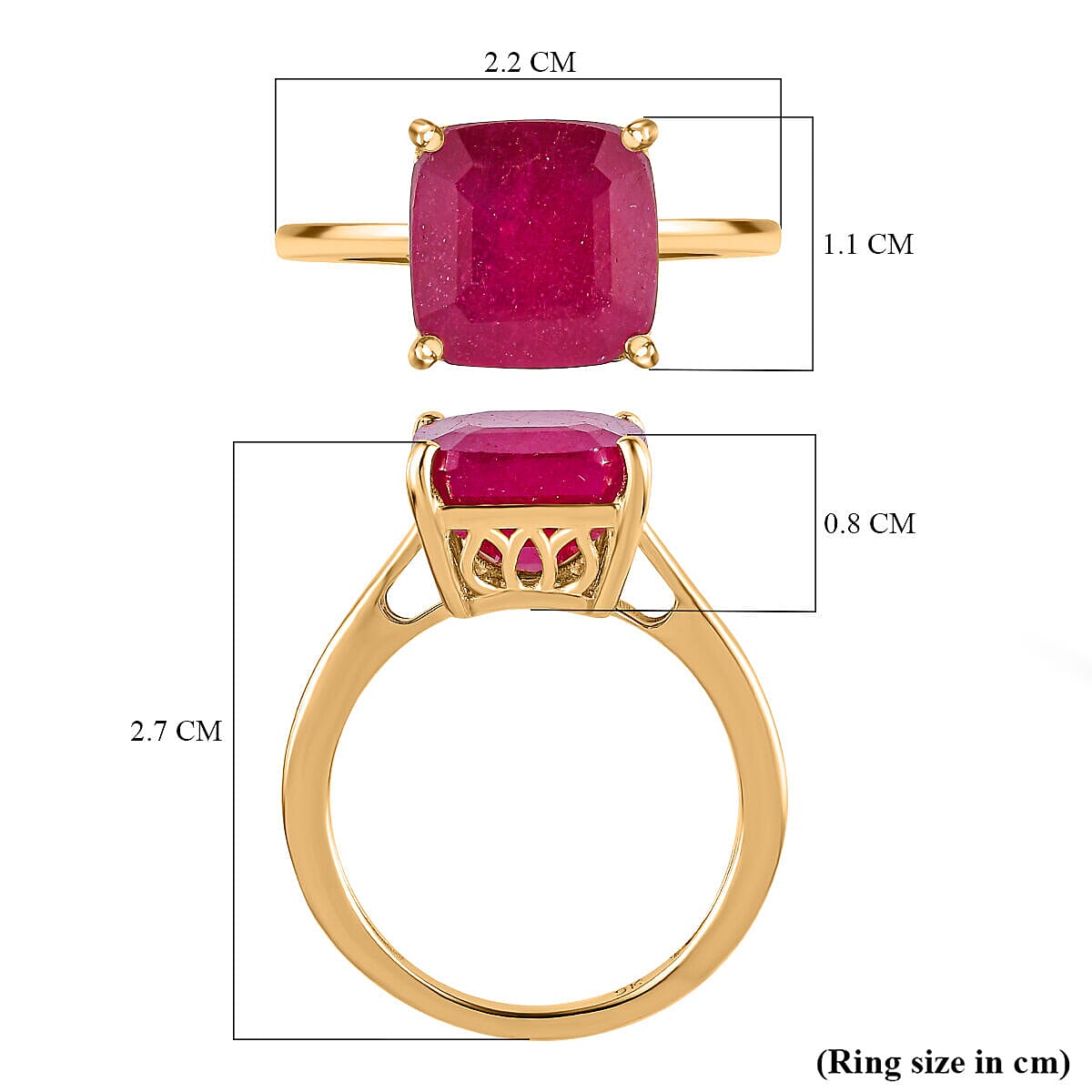 9K Yellow Gold Niassa Ruby Solitaire Ring 7.00 Ct