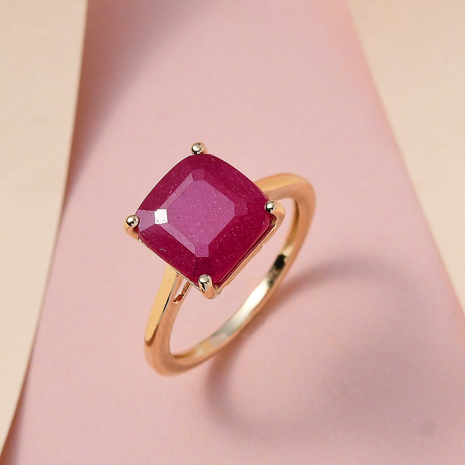 9K Yellow Gold Niassa Ruby Solitaire Ring 7.00 Ct