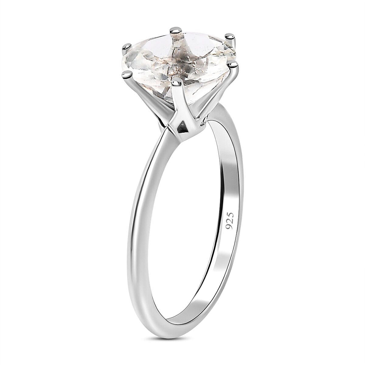 Hyalite Opal Solitaire Ring in Platinum Overlay Sterling Silver 2.96 Ct