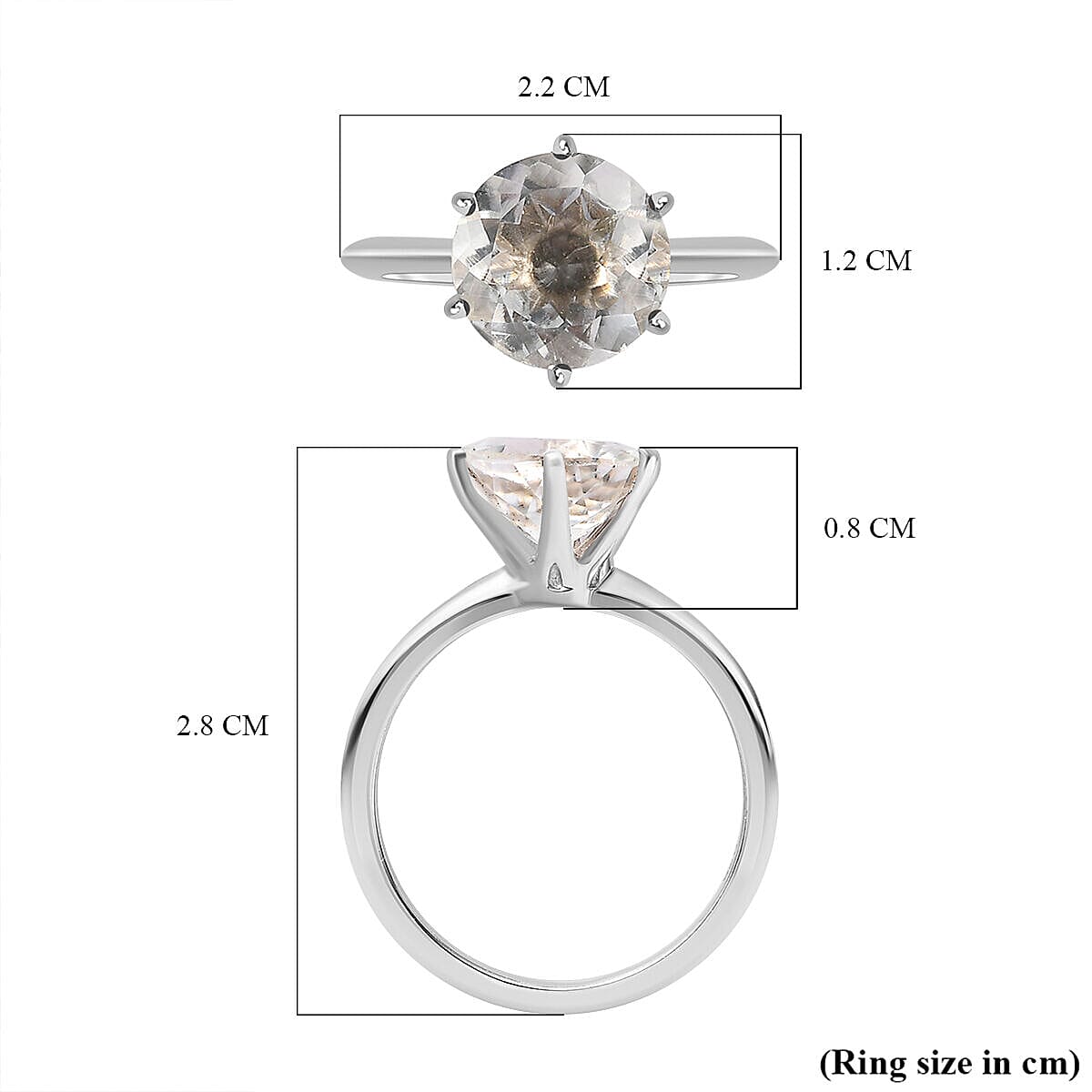 Hyalite Opal Solitaire Ring in Platinum Overlay Sterling Silver 2.96 Ct