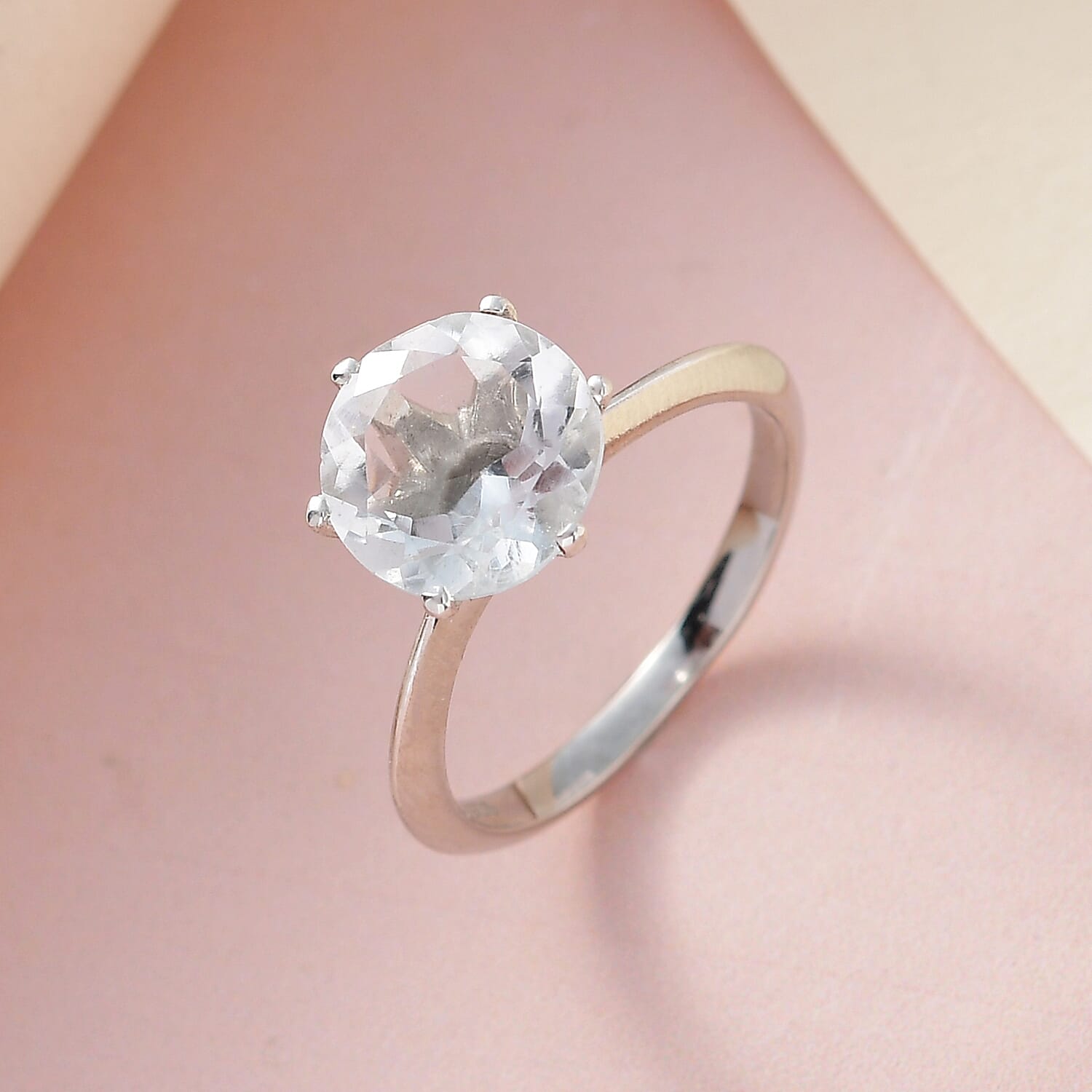 Hyalite Opal Solitaire Ring in Platinum Overlay Sterling Silver 2.96 Ct