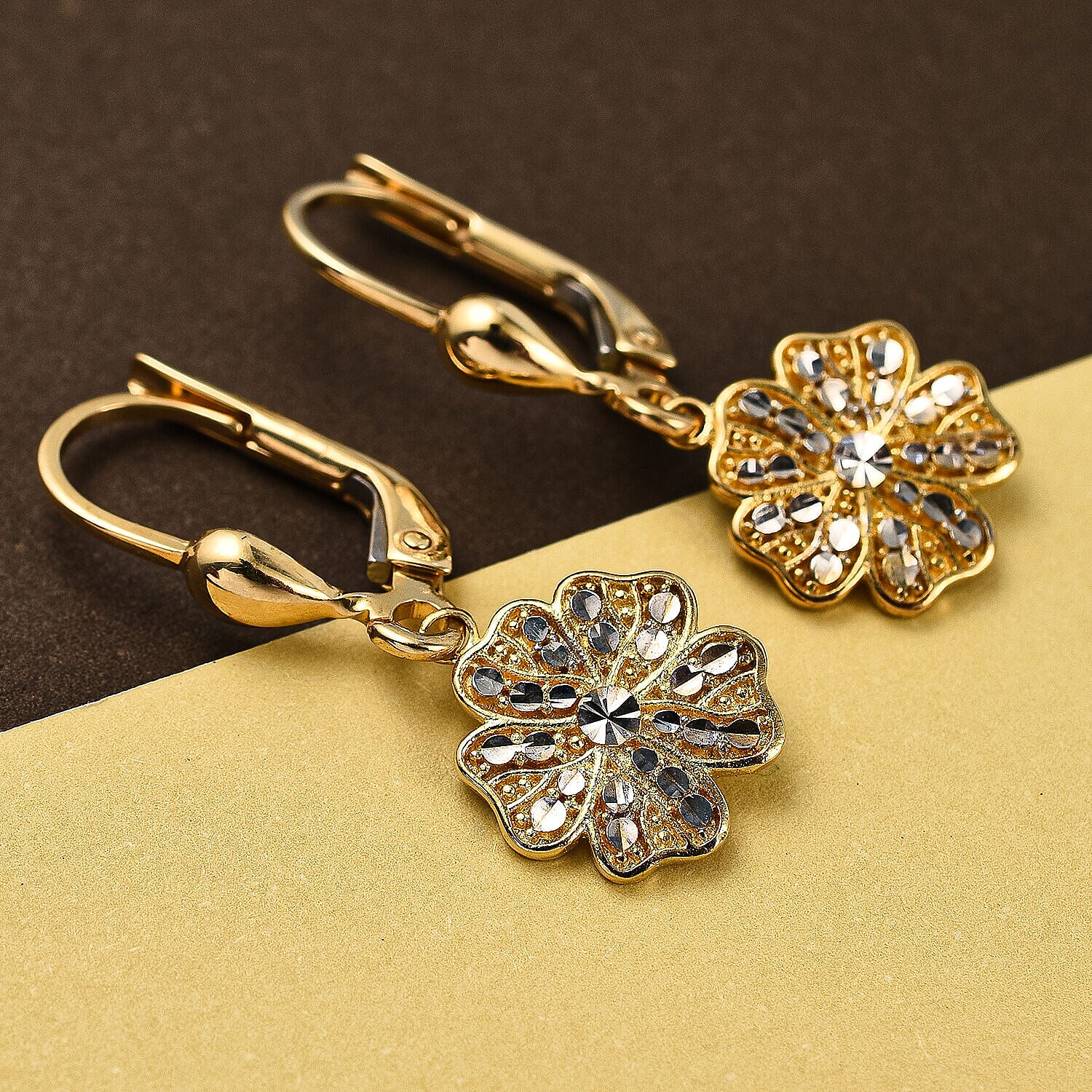 9K Yellow Gold Floral Earrings