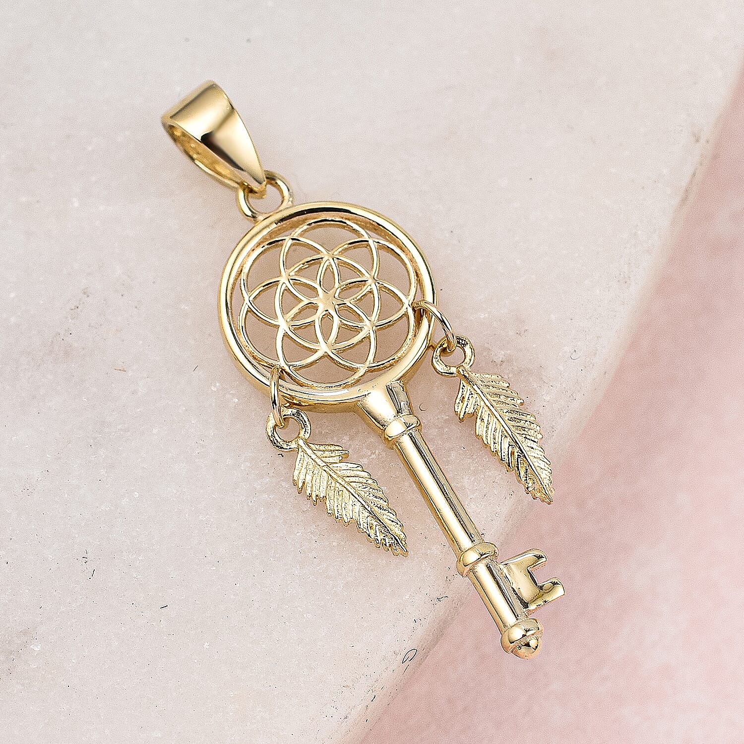 Designer Closeout - 9K Yellow Gold Charms Key Pendant