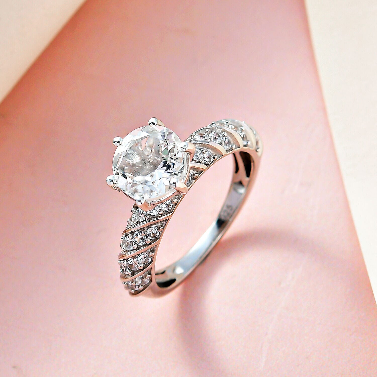 Hyalite Opal and Natural Zircon Solitaire Ring in Platinum Overlay Sterling Silver 2.28 Ct