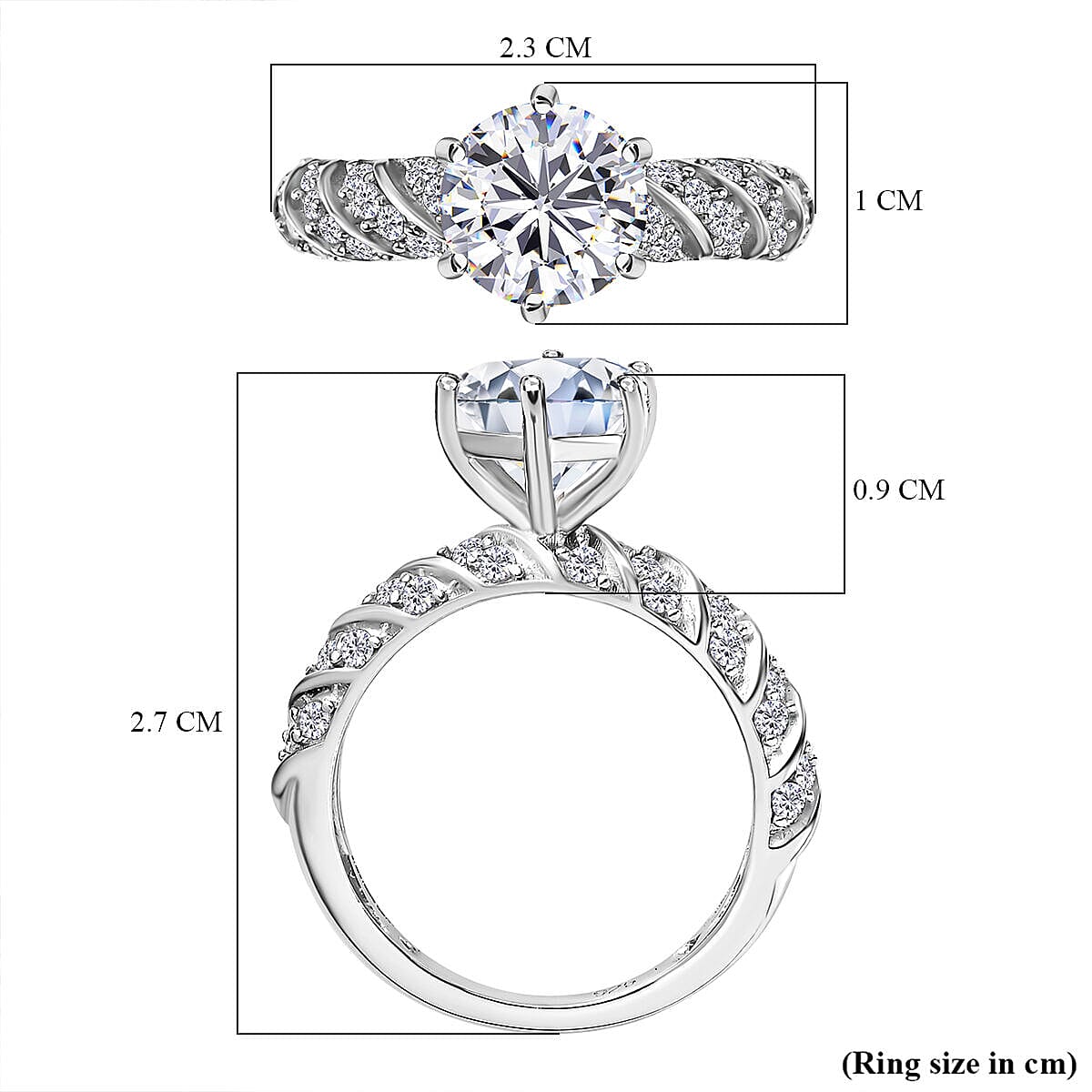 Hyalite Opal and Natural Zircon Solitaire Ring in Platinum Overlay Sterling Silver 2.28 Ct