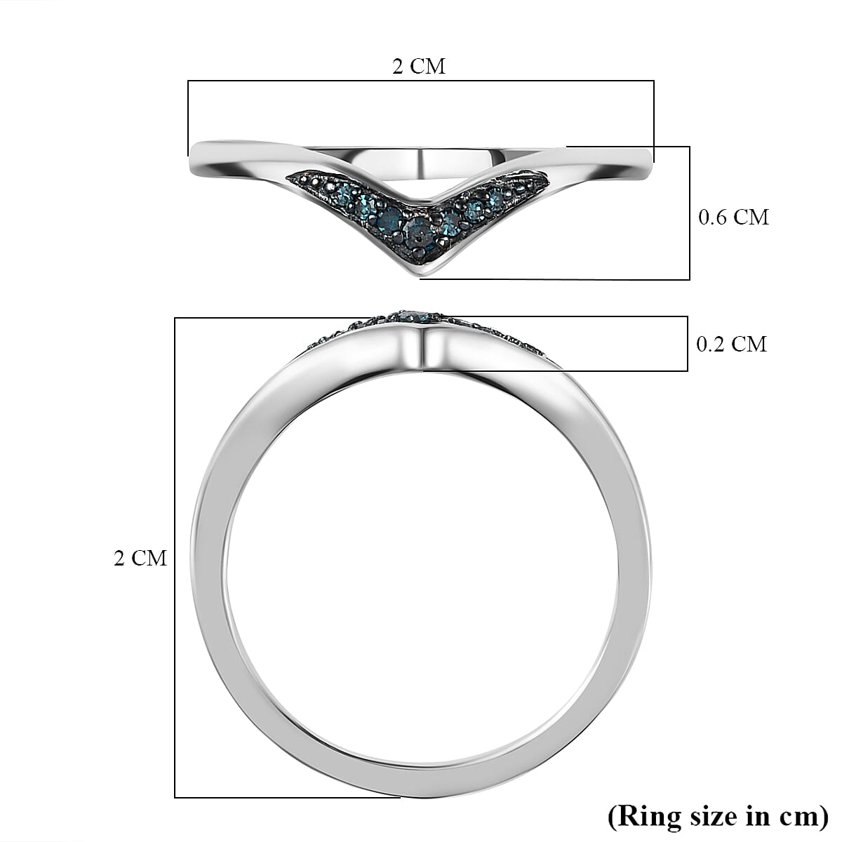 Green Diamond Wishbone Ring in Sterling Silver