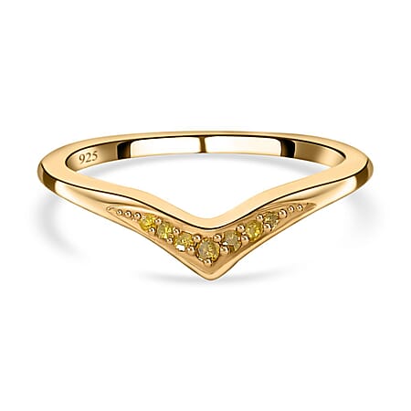 Yellow Diamond Wishbone Ring in 18K Yellow Gold Vermeil Plated Sterling Silver