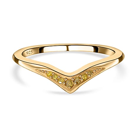 Yellow Diamond Wishbone Ring in 18K Yellow Gold Vermeil Plated Sterling Silver