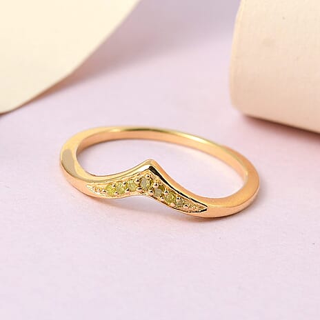 Yellow Diamond Wishbone Ring in 18K Yellow Gold Vermeil Plated Sterling Silver