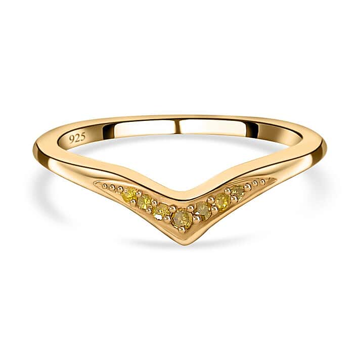 D'Joy - Yellow Diamond Wishbone Ring in 18K Vermeil Yellow Gold Plated Sterling Silver