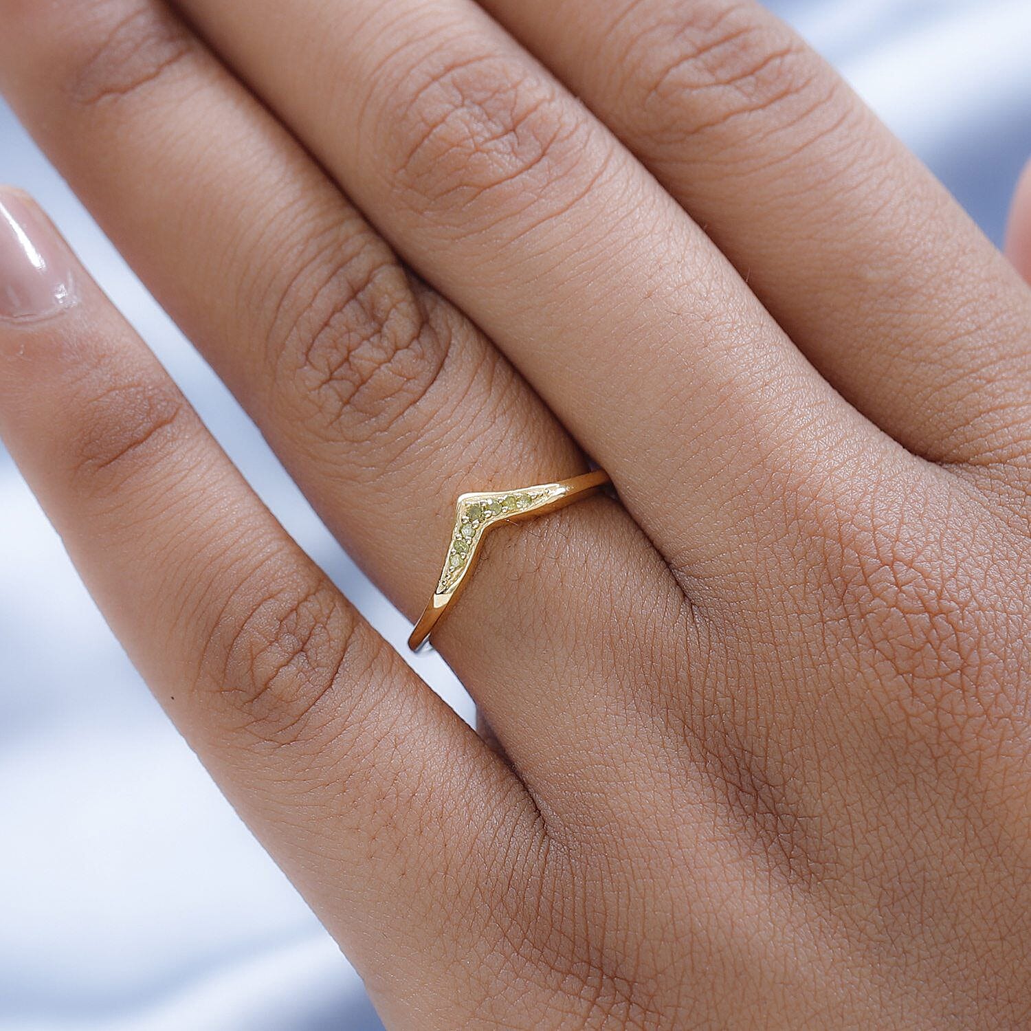 Natural Coloured Diamond Wishbone Ring in Sterling Silver
