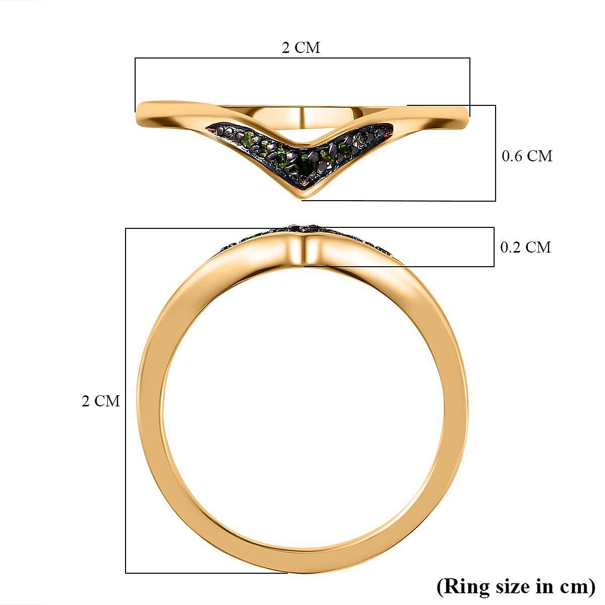 Green Diamond Wishbone Ring in Sterling Silver