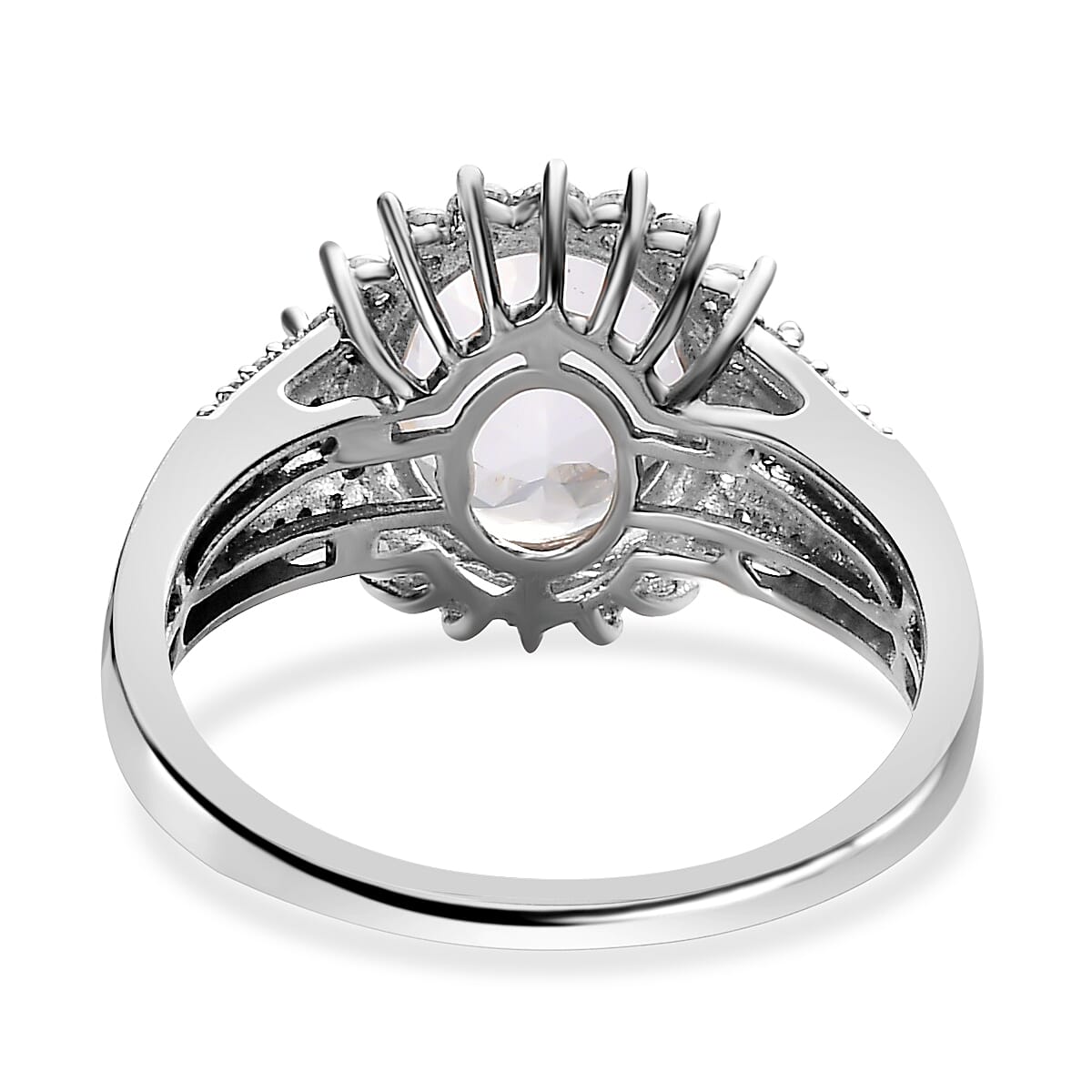 Hyalite Opal and Natural Zircon Ring in Platinum Overlay Sterling Silver 3.15 Ct Hyalite Opal and Natural Zircon Ring in Platinum Overlay Sterling Silver 3.15 Ct