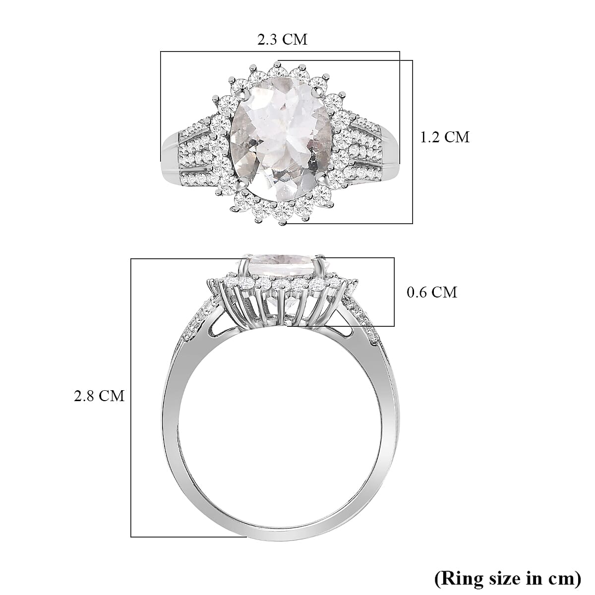 Hyalite Opal and Natural Zircon Ring in Platinum Overlay Sterling Silver 3.15 Ct Hyalite Opal and Natural Zircon Ring in Platinum Overlay Sterling Silver 3.15 Ct