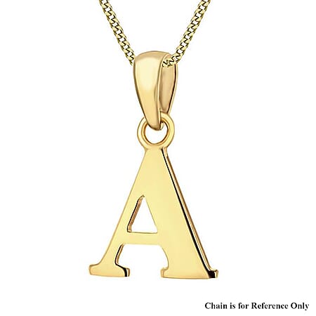 9K Yellow Gold 9.5mm x 16mm Plain A Initial Pendant