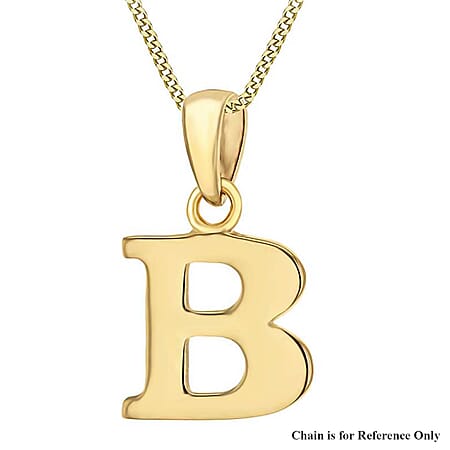 9K Yellow Gold 10mm x 16mm Plain B Initial Pendant