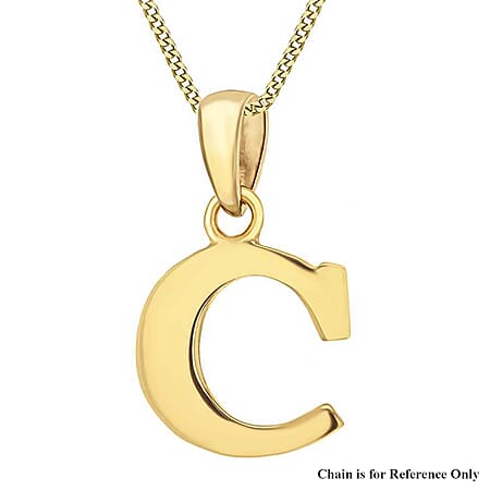 9K Yellow Gold 10mm x 16mm Plain C Initial Pendant