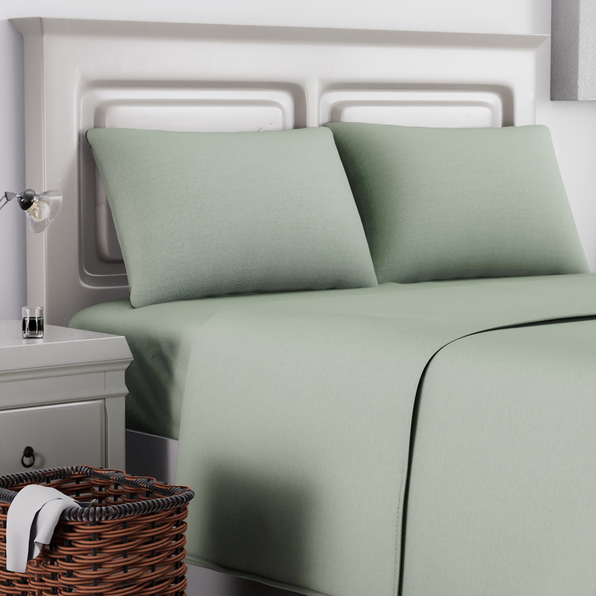 4 Piece Set - Copper Infused Solid Sheets with 2 Pillow Cases (Double Size) - Ivory