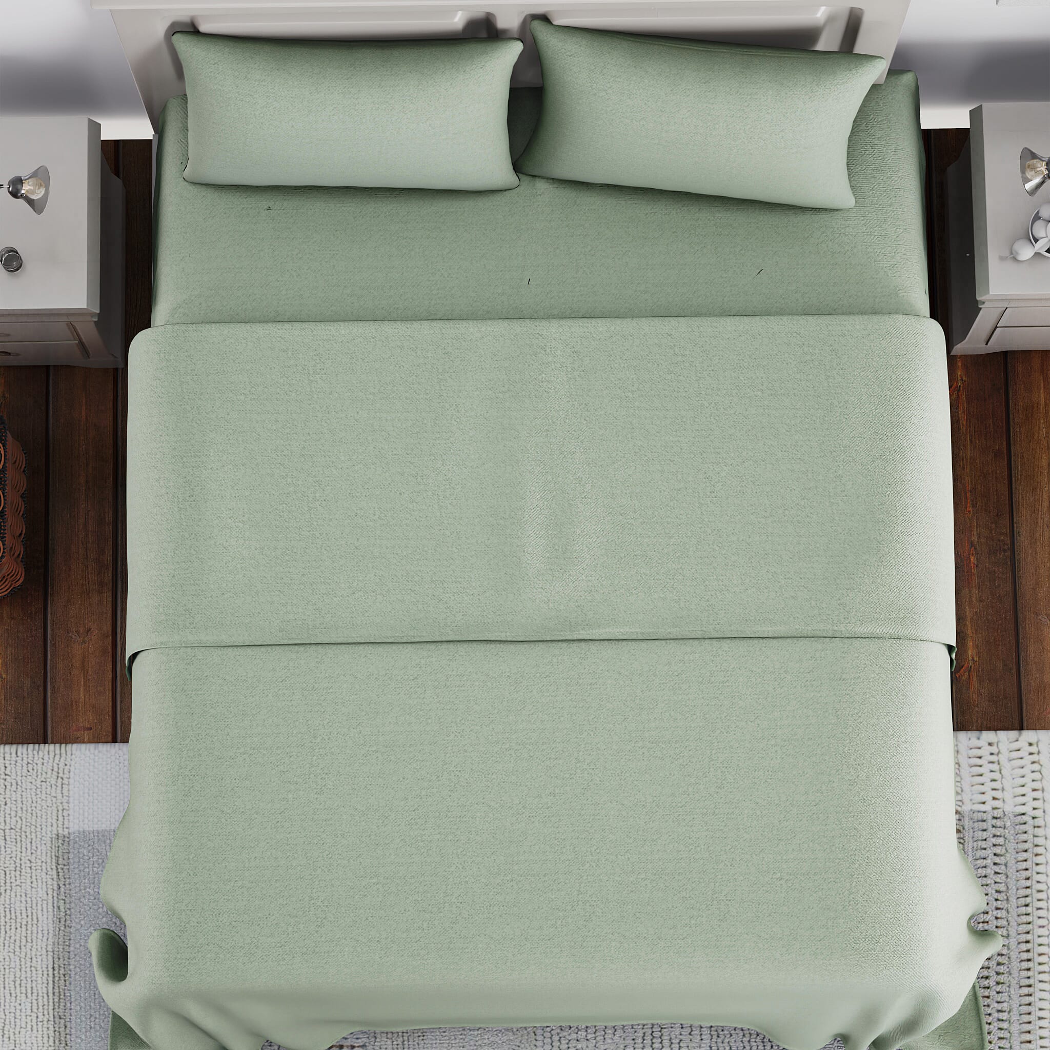 4 Piece Set - Copper Infused Solid Sheets with 2 Pillow Cases (Double Size) - Ivory