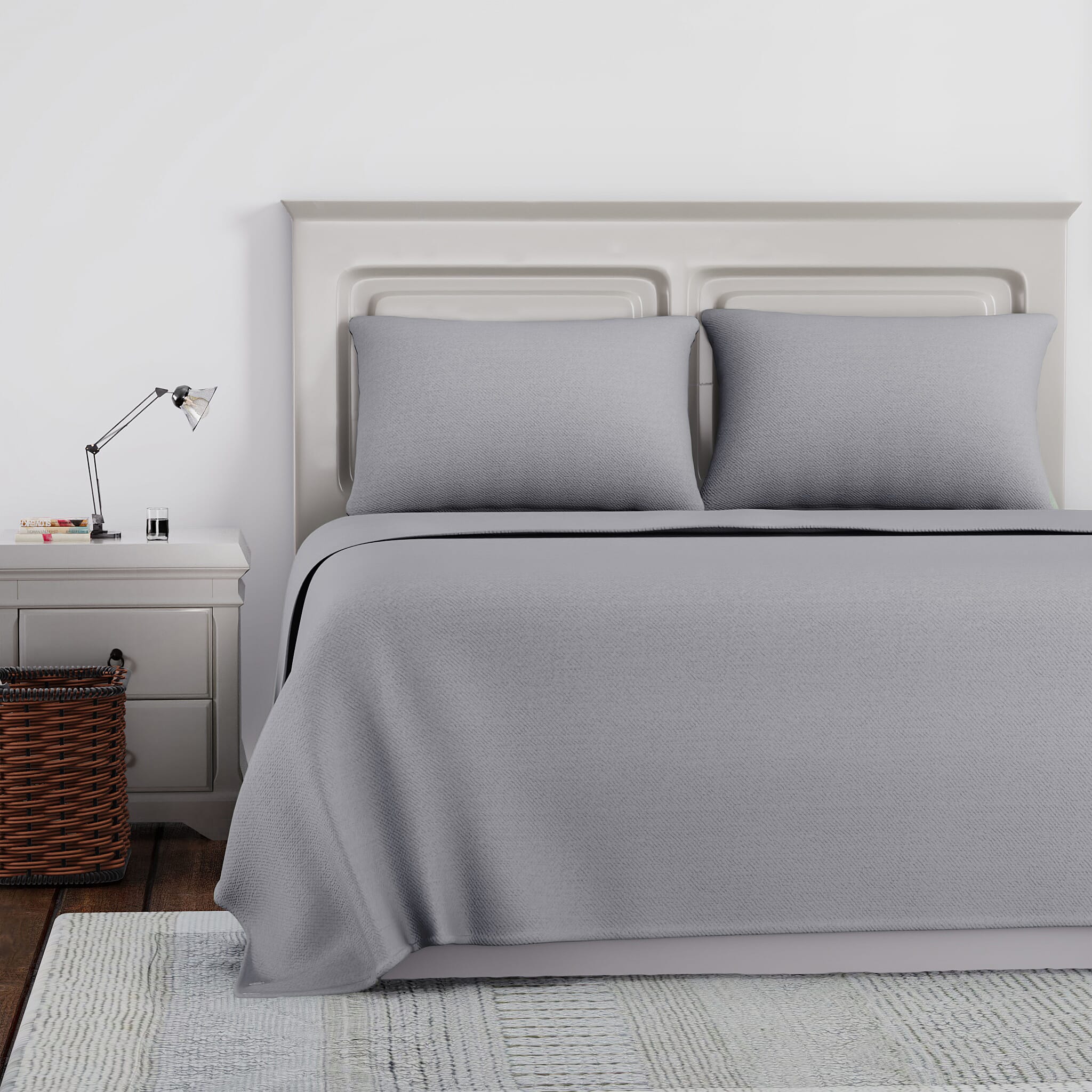 4 Piece Set - Copper Infused Solid Sheets with 2 Pillow Cases (Double Size) - Ivory