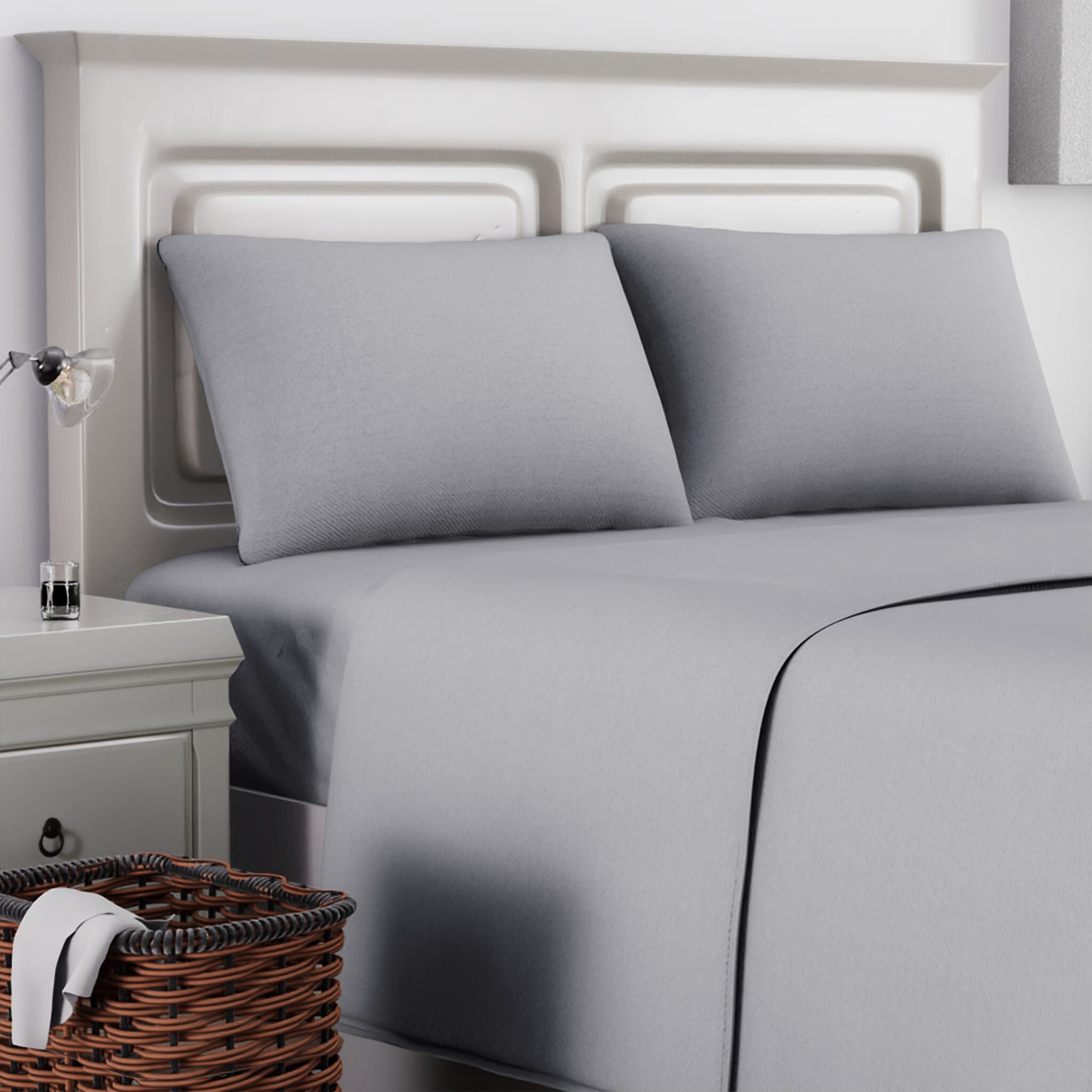 4 Piece Set - Copper Infused Solid Sheets with 2 Pillow Cases (Double Size) - Ivory