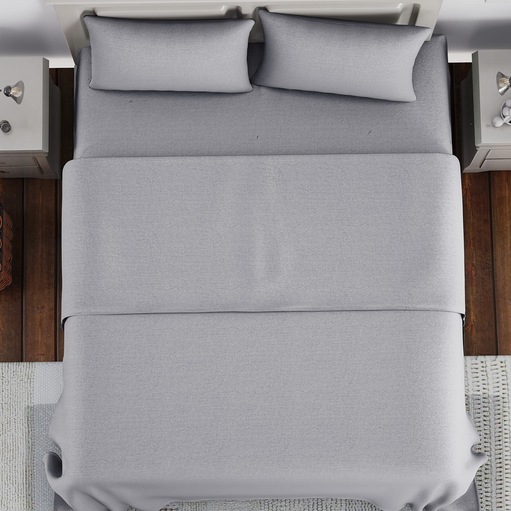 4 Piece Set - Copper Infused Solid Sheets with 2 Pillow Cases (Double Size) - Ivory