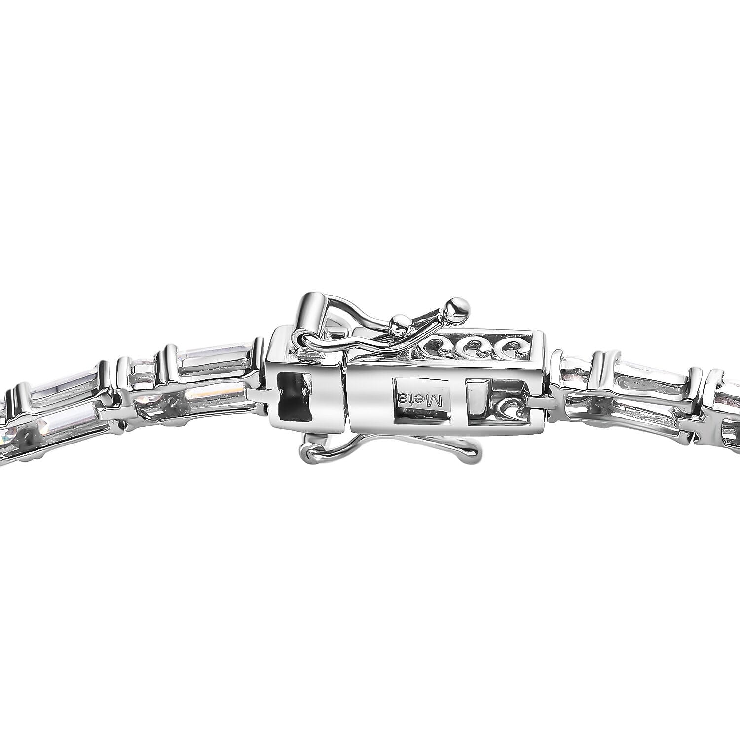 Moissanite Tennis Bracelet (Size - 7.5) in Platinum Overlay Sterling Silver 8.62 Ct, Silver Wt. 7.80 Gms