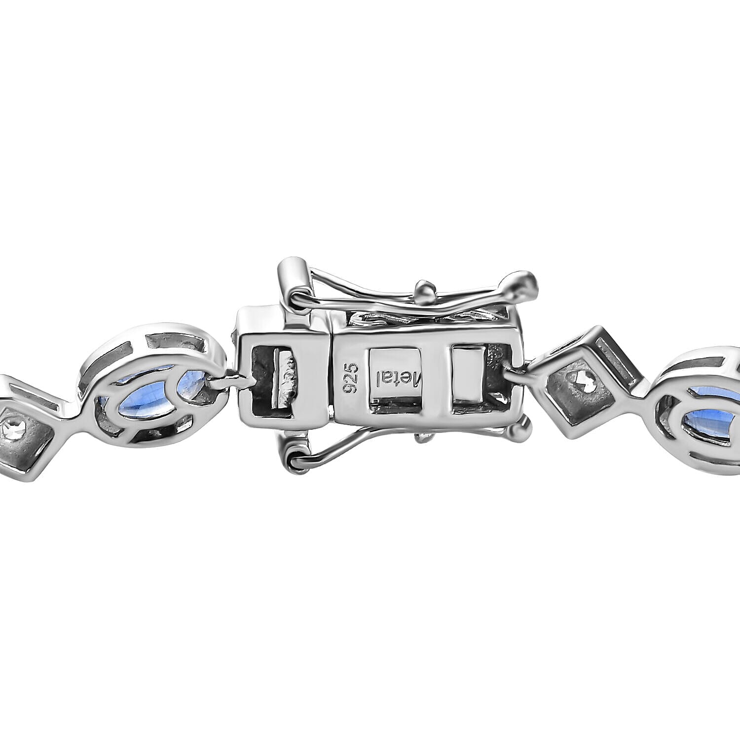 Kashmir Blue Kyanite and Natural Cambodian Zircon Cluster Bracelet (Size - 7.5) in Platinum Overlay Sterling Silver 10.18 Ct, Silver Wt. 10.07 Gms