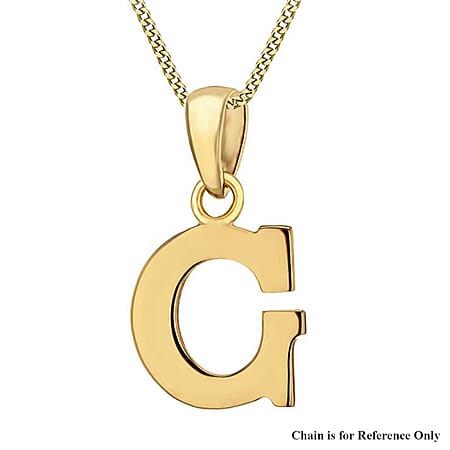 9K Yellow Gold 9mm x 16mm Plain G Initial Pendant